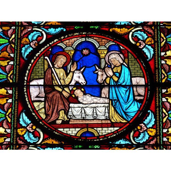 Stained Glass Window With A Nativity Scene - ID # 10830577