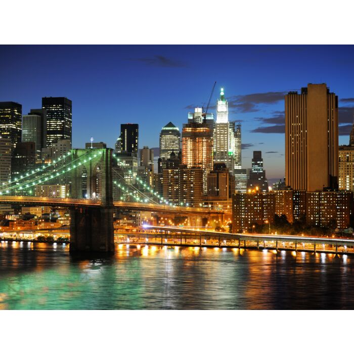 New York Manhattan Bridge After Sunset - ID # 19608224