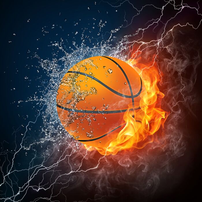 Basketball Ball On Fire And Water - 2D Graphics - ID # 25479708