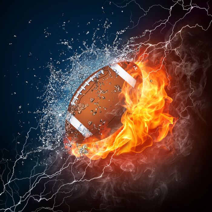 Football Ball In Fire And Water - ID # 29333902