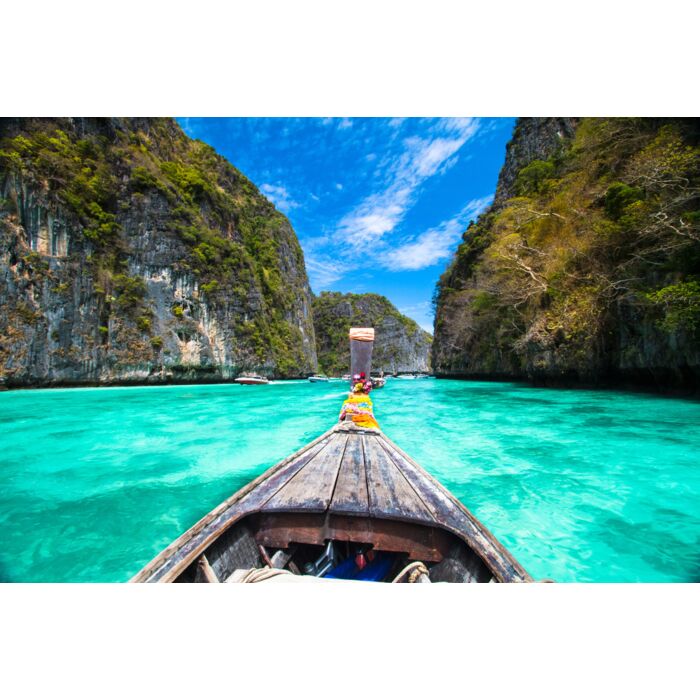 Traditional Wooden Boat In A Picture Perfect Tropical Bay - ID # 129916532 Traditional Wooden Boat In A Picture Perfect Tropical Bay - ID # 129916532