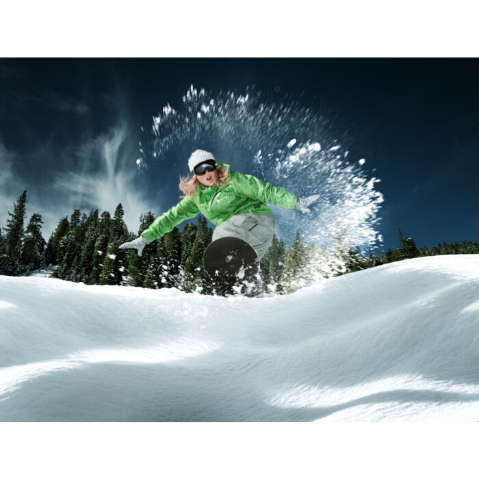 view of a young girl snowboarding in winter environment - ID # 230787361 view of a young girl snowboarding in winter environment - ID # 230787361