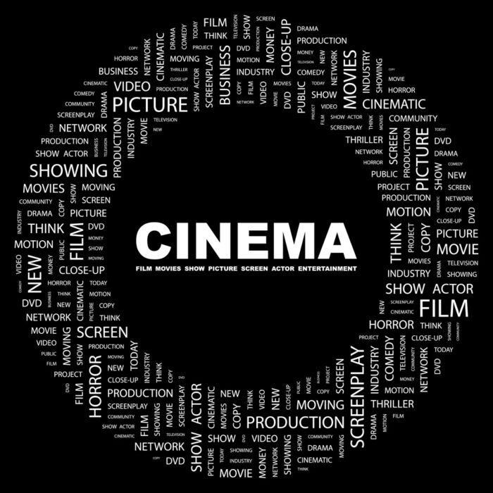 Cinema Circular Frame Tag Cloud Illustration - ID # 24301049