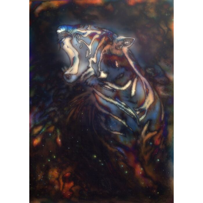 A beautiful airbrush painting of a mighty roaring tiger - ID # 246636352