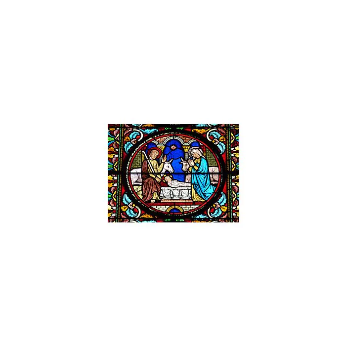 Stained Glass Window With A Nativity Scene - ID # 10830577