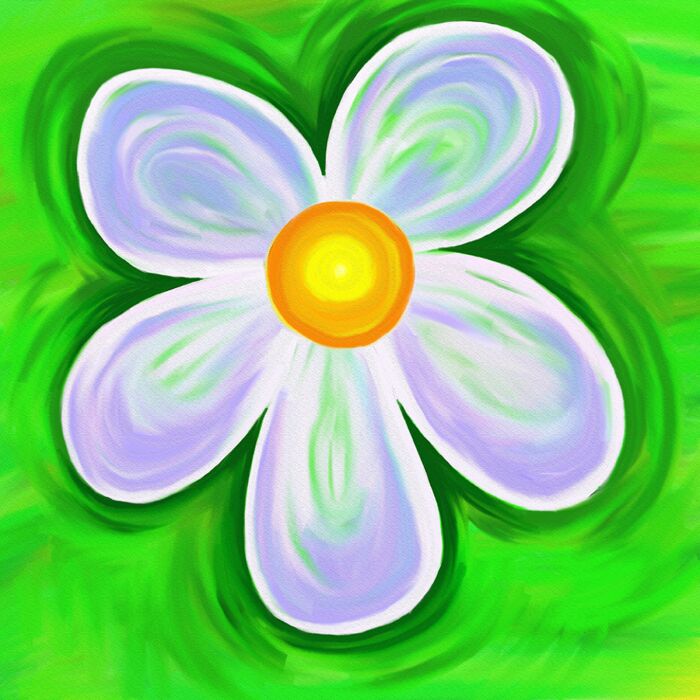 Abstract White Painted Flower on Green Background - ID # 4002257