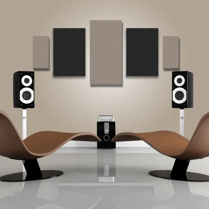 Acoustic Panels - 5 pc noise absorption sound panels. Style: DMD-PULSE - Covers 24 Sq. Feet.