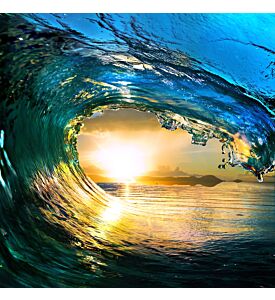 rough colored ocean wave falling down at sunset time - ID # 103520741