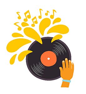 Dj play on a vinyl record cartoon flat style vector illustration - ID # 219771193