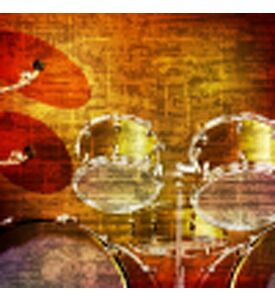 abstract brown grunge vintage sound background with drum kit - ID # 280218539