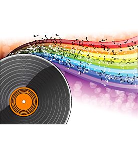 Music background with vinyl desk - ID # 58708894