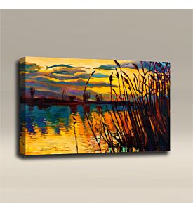 AcousticART Curated Abstract Art Collection #A3L1 Abstract Everglade Sunset - Size: 36" W x 24" H x 2" - Landscape