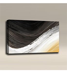 AcousticART Curated Abstract Art Collection #A3L4 Abstract Swirl Yellow and Black - Size: 36" W x 24" H x 2" - Landscape