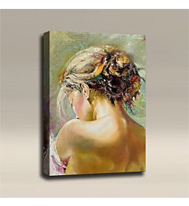 AcousticART Curated Abstract Art Collection #A3P3 Oil Painting: Woman Open Back Dress - Size: 36" L x 24" W x 2" - Portrait