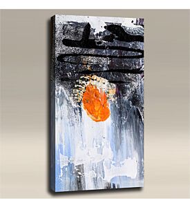 AcousticART Curated Abstract Art Collection #A4P2 Grungy Abstract Orange and Black - Size: 48" L x 24" W x 2" - Portrait