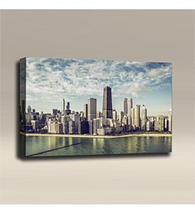 AcousticART Curated Cities Collection #C3L4 Downtown Chicago at Noon - Size: 36" W x 24" H x 2" - Landscape