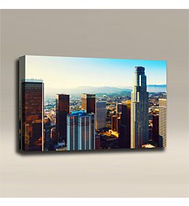 AcousticART Curated Cities Collection #C3L3 Downtown Los Angeles at sunset - Size: 36" W x 24" H x 2" - Landscape