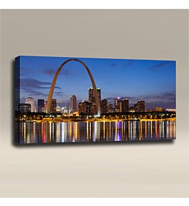 AcousticART Curated Cities Collection #C4L5 St. louis Arch and Skyline - Size: 48" W x 24" H x 2" - Landscape