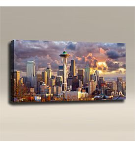 AcousticART Curated Cities Collection #C4L4 Seattle Space Needle - Size: 48" W x 24" H x 2" - Landscape