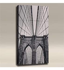 AcousticART Curated Cities Collection #C4P3 Brooklyn Bridge from Deck BW - Size: 48" L x 24" W x 2" - Portrait