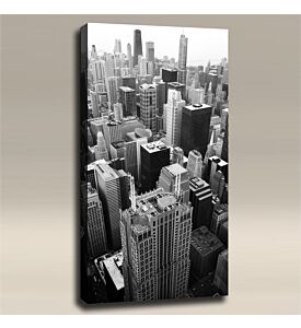 AcousticART Curated Cities Collection #C4P4 Chicago SKyline BW - Size: 48" L x 24" W x 2" - Portrait