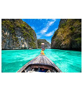 Traditional Wooden Boat In A Picture Perfect Tropical Bay - ID # 129916532