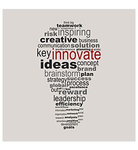 Innovate Business Concept Made With Words Drawing A Light Bulb - ID # 130404401