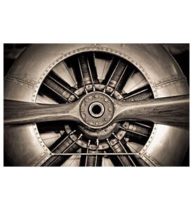 sepia toned vintage aircraft engine and propeller closeup - ID # 175174154