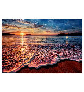 Colorful Seaside Beach Sunrise With Bright Distant Reflections - ID # 180442793