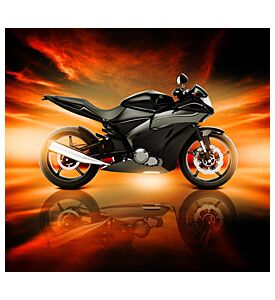 3D Image of Motorcycle with Skyline Horizon - ID # 201684743