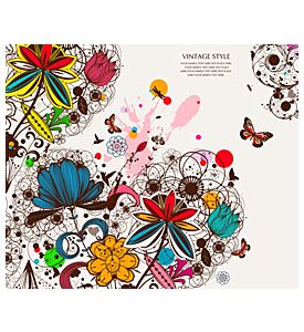 Abstract Drawing With Butterflies And Flowers - ID # 21901701