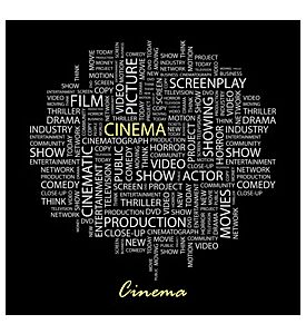 Cinema Tag Cloud Word Collage On Black Background - ID # 22291913