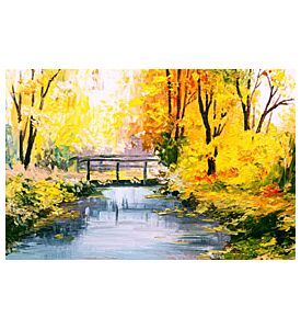Oil painting landscape - colorful autumn forest - ID # 235732042