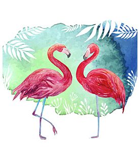 Flamingos Watercolor Tropical Illustration 2 - ID # 241481650