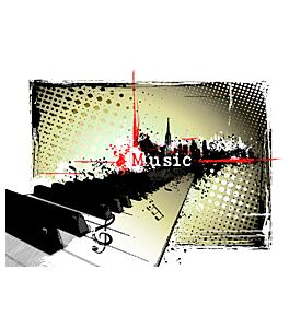 Abstract Design Piano Road Leading To Music City - ID # 29175402
