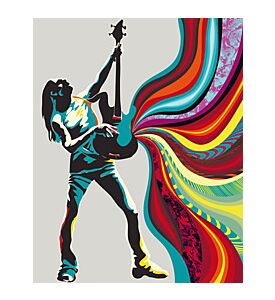 Rainbow Music Flowing From Female Guitarrist - ID # 32769285