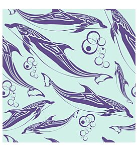Seamless Tile Pattern With Dolphins - ID # 34571502