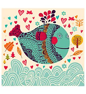 Cartoon Vector Illustration With Whale - ID # 45081959