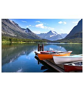 Canoes By Lake Mc Donald In Glacier National Park - ID # 96241247