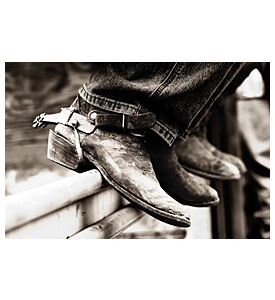 Row Of Rodeo Boots And Spurs - ID # 1734630