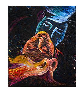 Oil On Canvas Painting Of A Two Kissed People - ID # 18710778