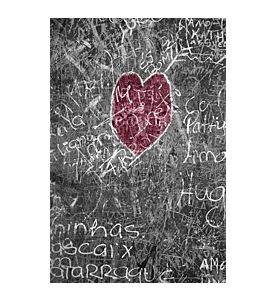 Grunge Graffiti Purple Heart On A Concrete Wall - ID # 1874689