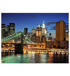 New York Manhattan Bridge After Sunset - ID # 19608224