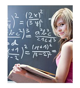 Pretty Young College Student And Chalkboard - ID # 24659691