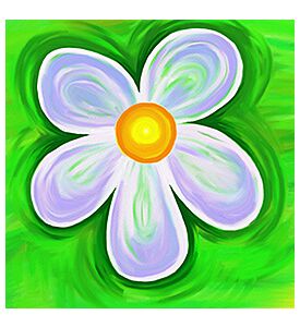 Abstract White Painted Flower on Green Background - ID # 4002257