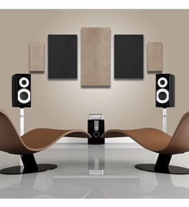 Acoustic Panels - 5 pc noise absorption sound panels. Style: SUEDE-PULSE - Covers 24 Sq. Feet.